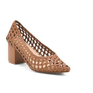 ALTA Brown Made In Colombia Leather Contessa Woven Pumps